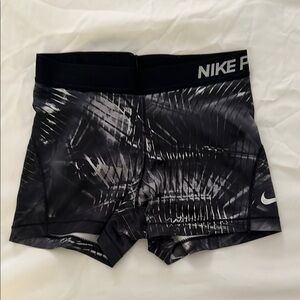 Nike Pro Black and Gray Patterned Shorts